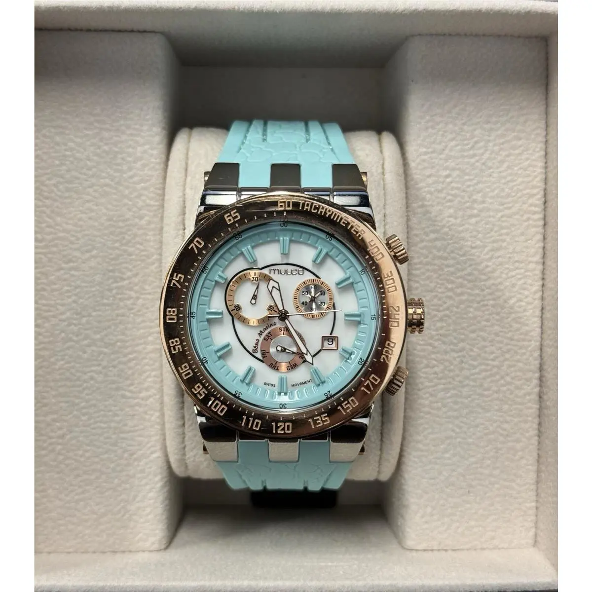 Mulco Unisex Blue Marine Chronograph Aqua Silicon Band Watch MW593503093