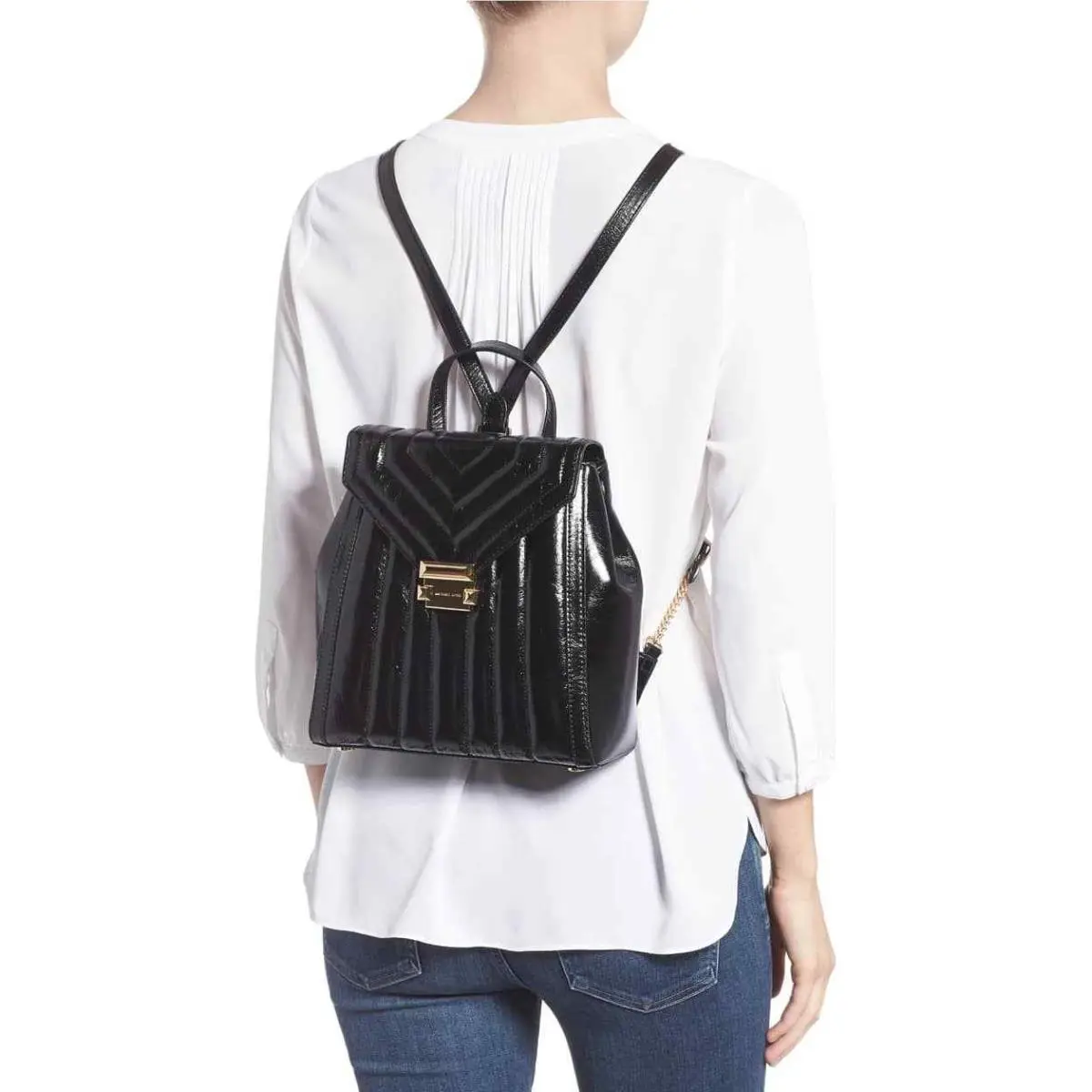 Michael Kors Whitney Quilted Leather Medium Backpack in Luxe Black