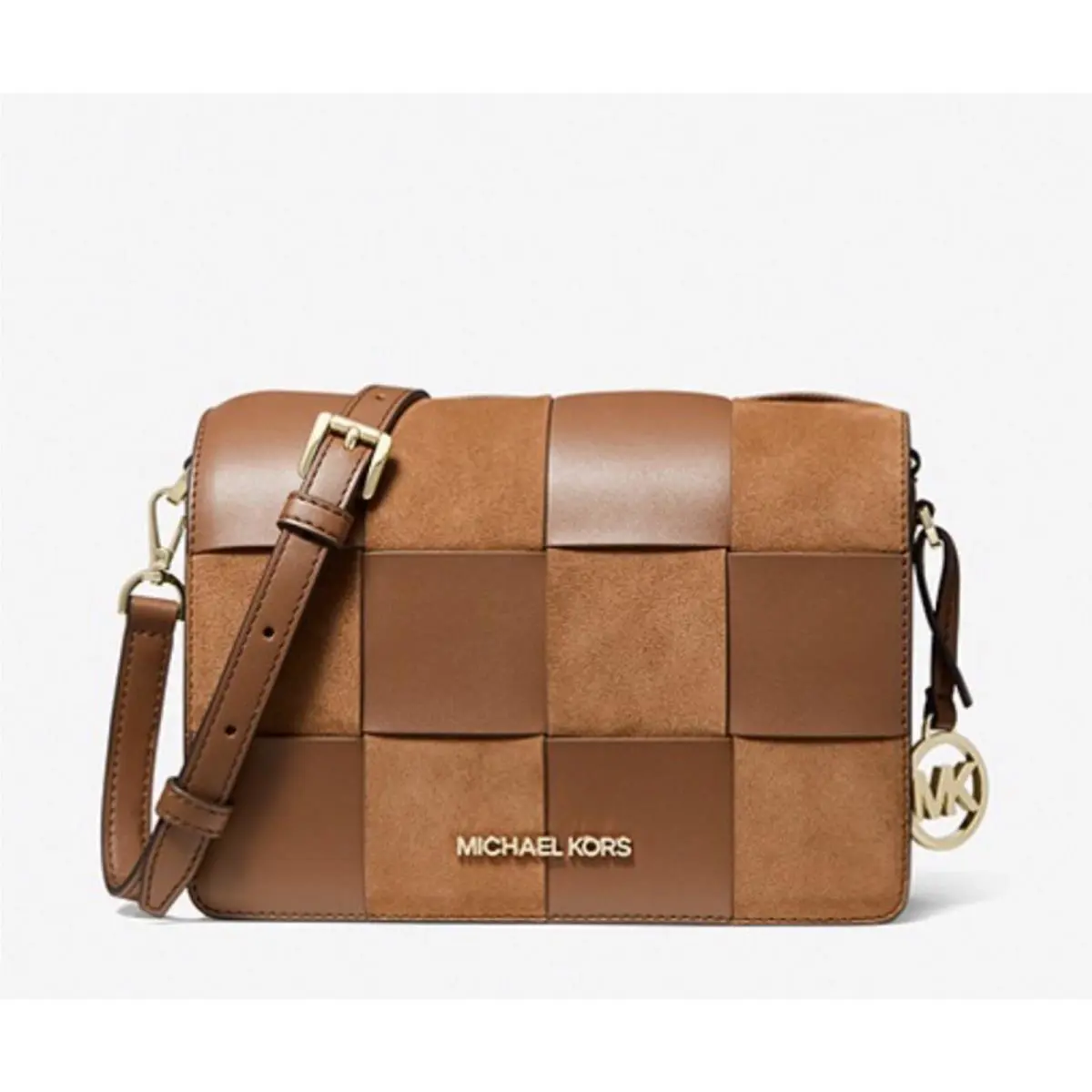 Michael Kors Mercer Small Woven Fauxleather and Suede Crossbody Bag
