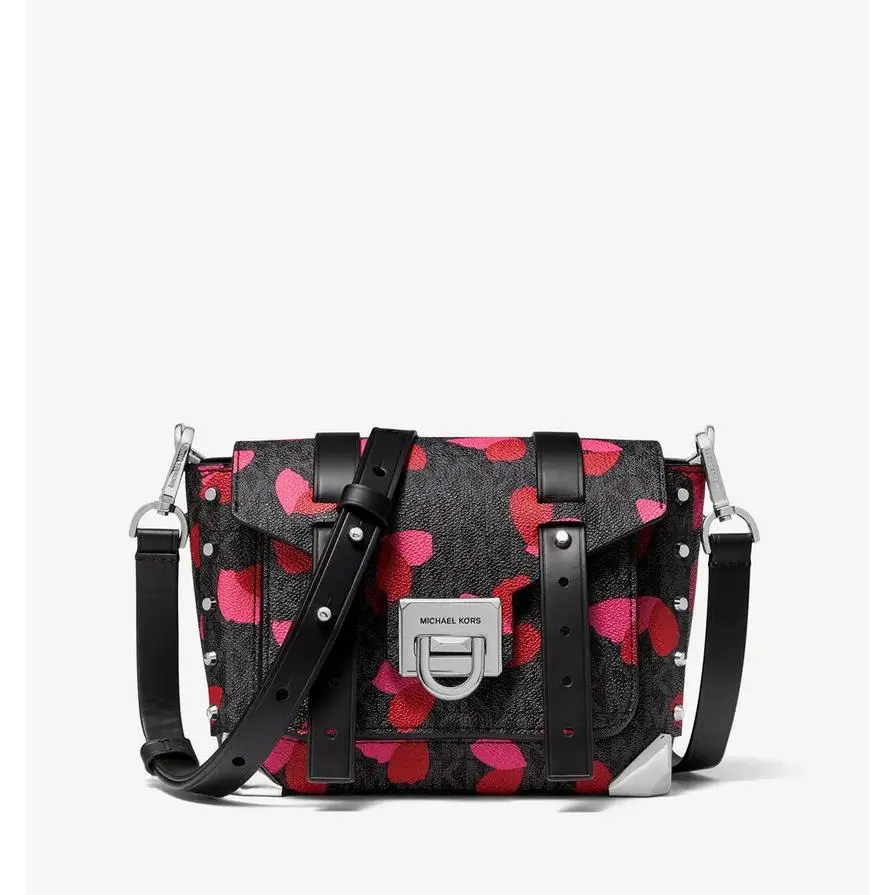 Manhattan Small Petal Logo Satchel Black Combo by Michael Kors