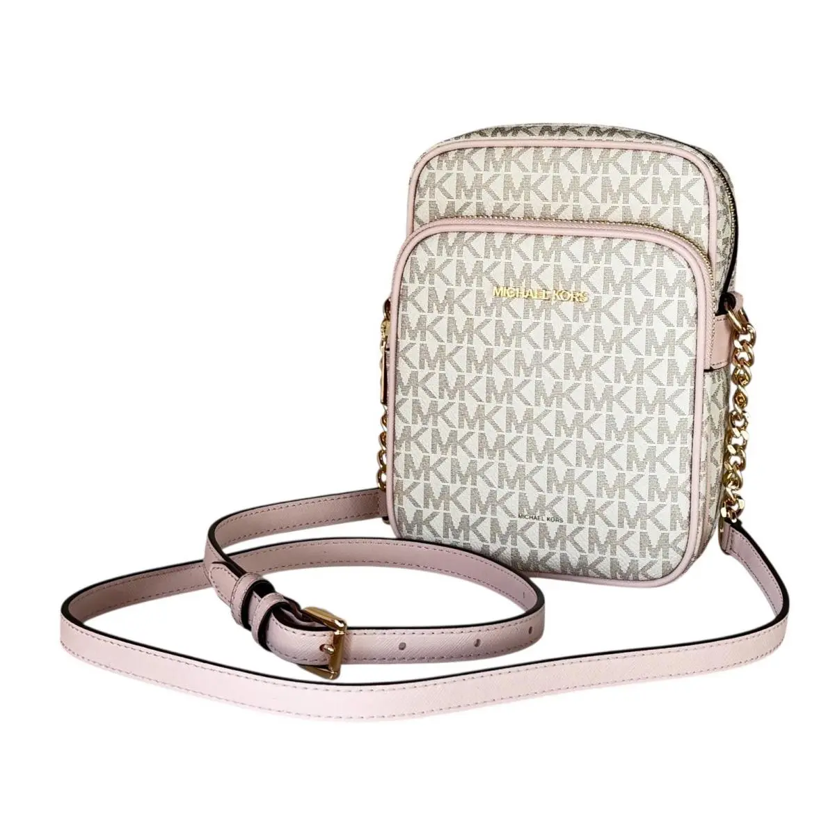 Jet Set Travel MD North South Chain Crossbody Bag MK Vanilla/pink by Michael Kors