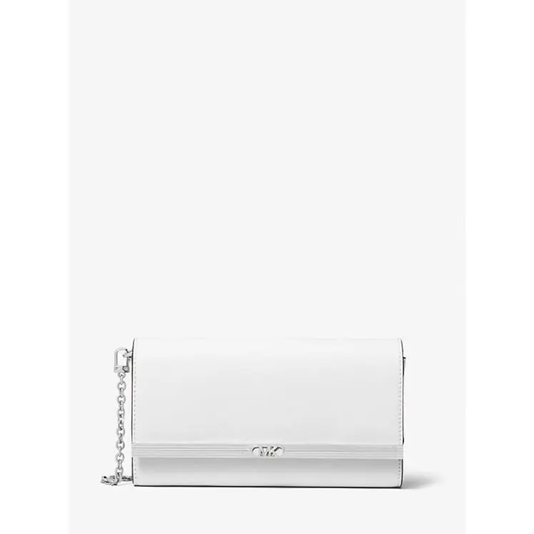 Michael Kors Mona Large Glitter Chain Mesh Clutch Optic While