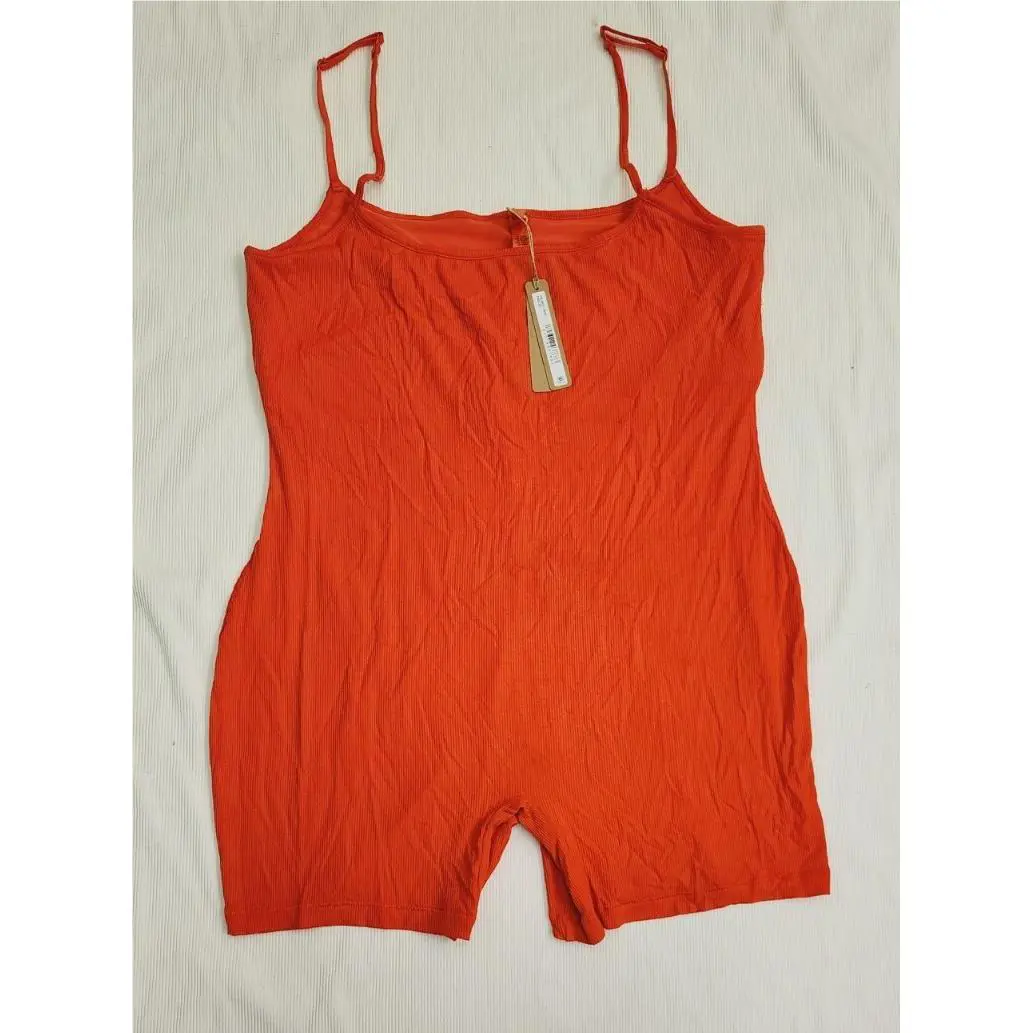 Skims Soft Lounge Scoop Rib Romper-orange- 3X