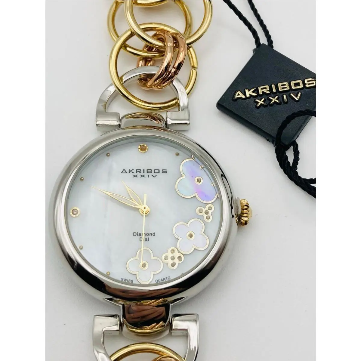 Akribos Xxiv Diamond Dial Swiss Quartz Watch