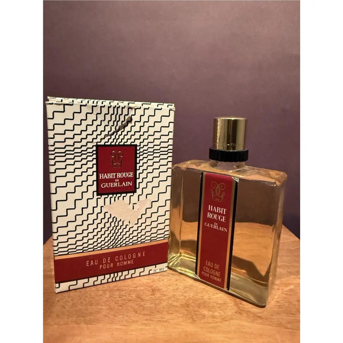 Habit Rouge DE Guerlain Pour Homme 6 OZ Eau De Cologne Splash Vintage Rare