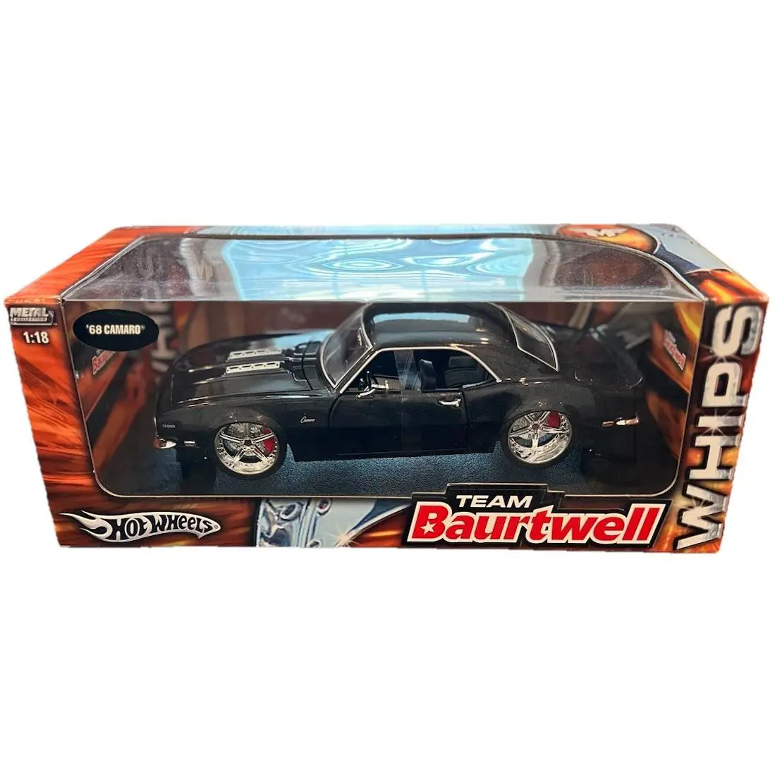 Hot Wheels 1968 Chevy Camaro Whips Team Baurtwell 1:18 Scale