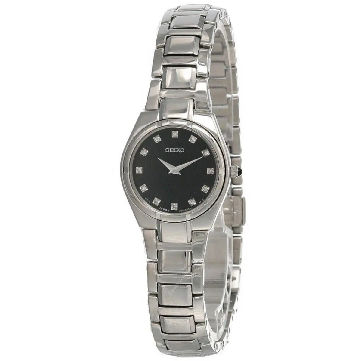 Seiko Black Dial Silver Stainless Steel Women`s Watch SUJE25