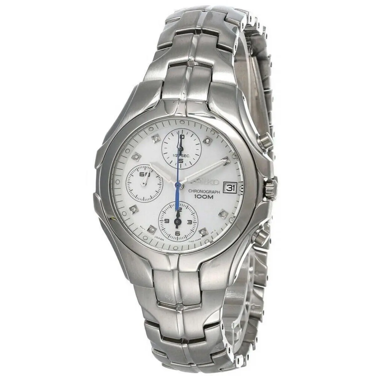 Seiko Chronograph White Dial Stainless Steel Women`s Watch SNDZ25