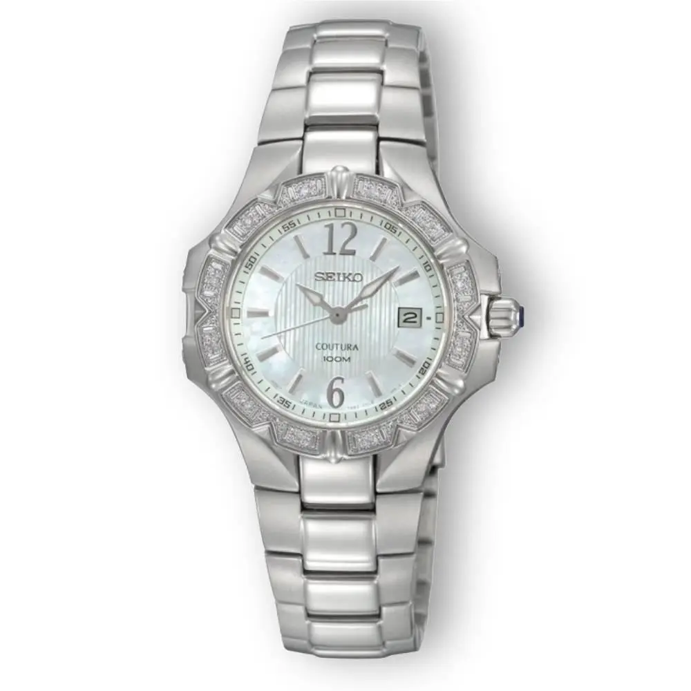 Seiko Coutura White Mother of Pearl Women`s Watch - SXDC33