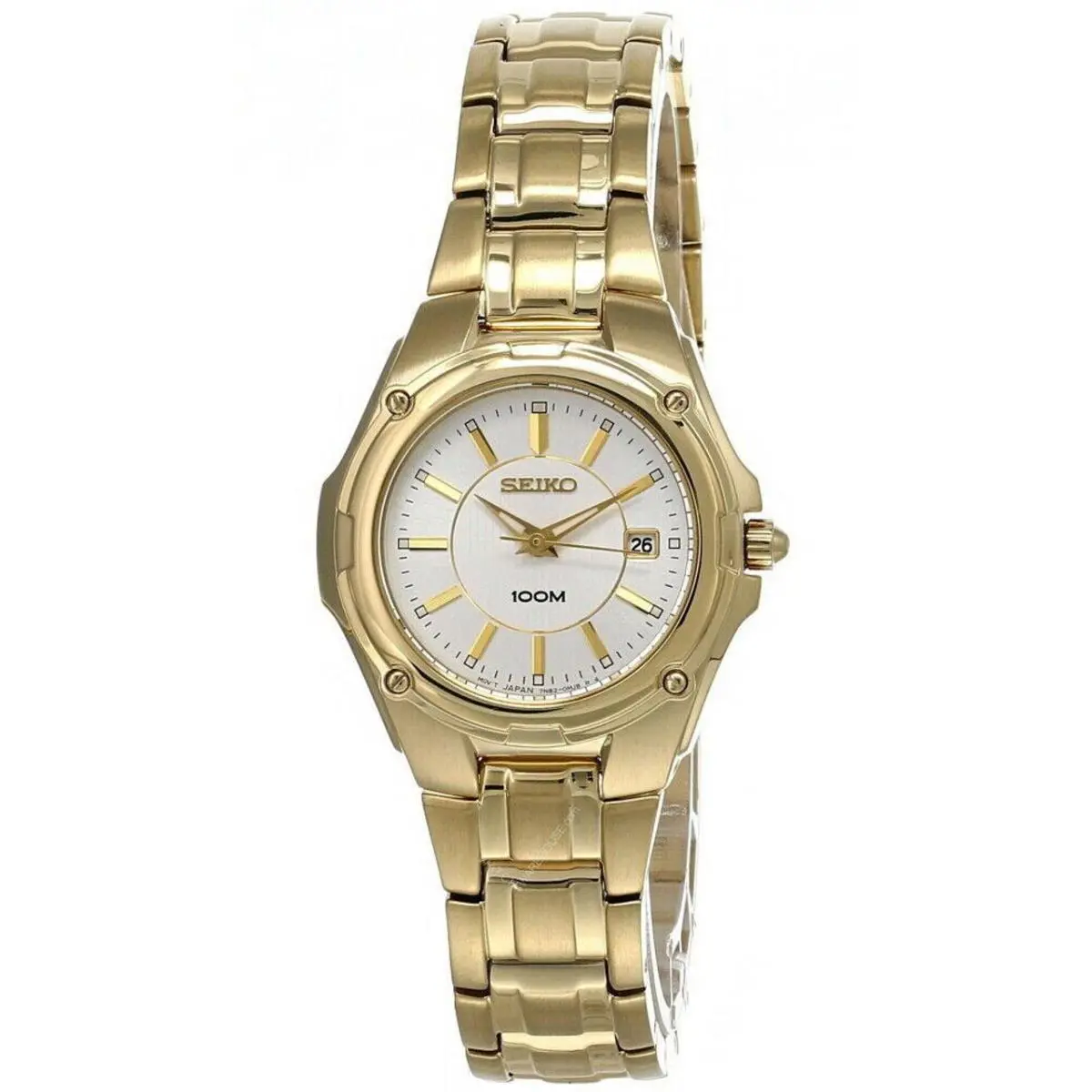 Seiko White Dial Gold-tone Stainless Steel Women`s Watch SXDB48