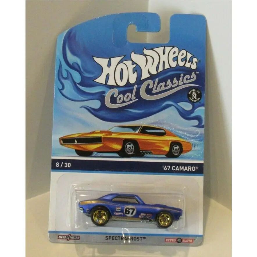 2014 Hot Wheels Cool Classics `67 Camaro Retro Slot Metal Spectrafrost Blue