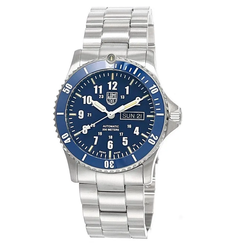 Luminox Sport Timer Automatic 42mm Blue Dial SS Men`s Watch XS.0924 - Dial: Blue, Band: Gray, Silver, Bezel: Blue