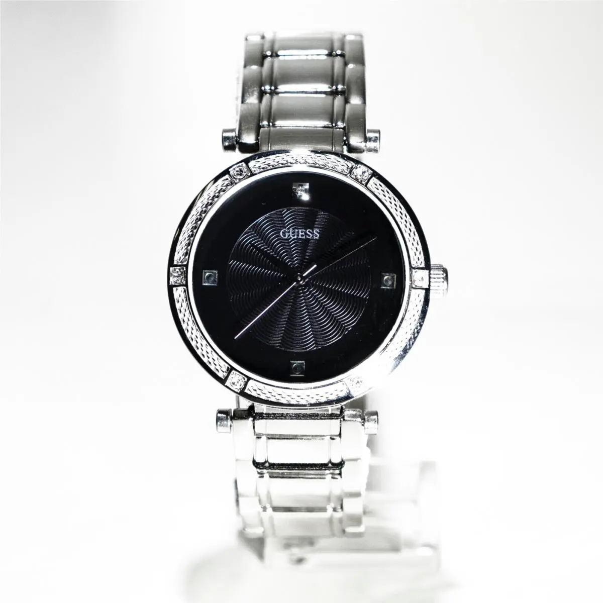 Ladies U0695L1 Stainless Black-dial Diamonds Guess Watch