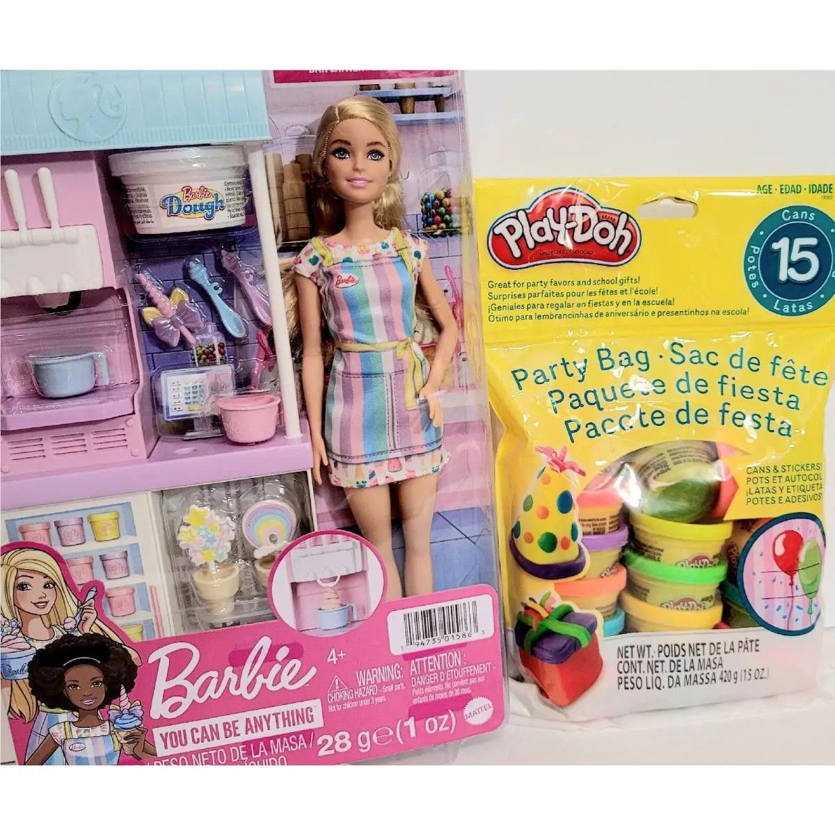 Barbie Career Doll Accessories Ice Cream Shop Playset Blonde Doll +15 c Playdoh