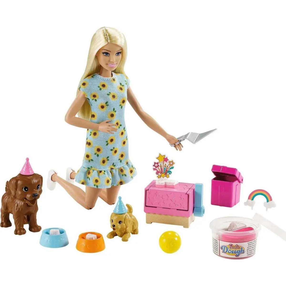 Barbie Doll 11.5-inch Blonde and Puppy Party Playset with 2 Pet Puppies
