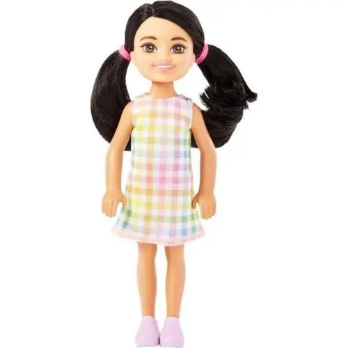 Mattel Barbie Chelsea Doll Small Doll Wearing Removable Plaid Dress HKD91
