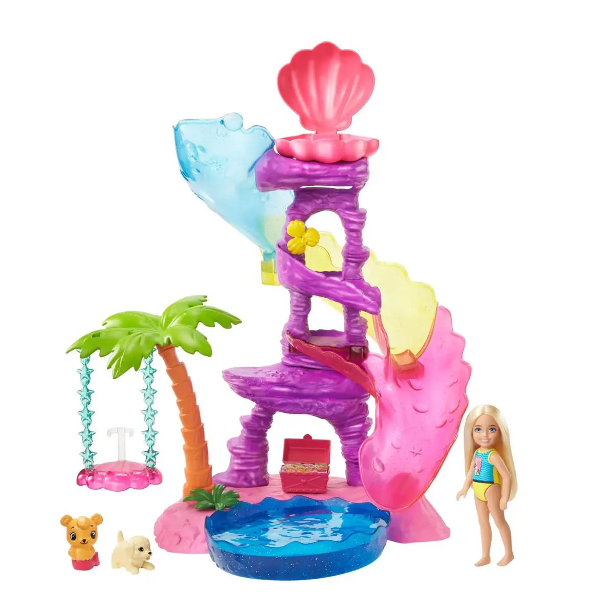 Barbie Dreamtopia Chelsea Playset Water Slide Pool Doll and Animal Friends