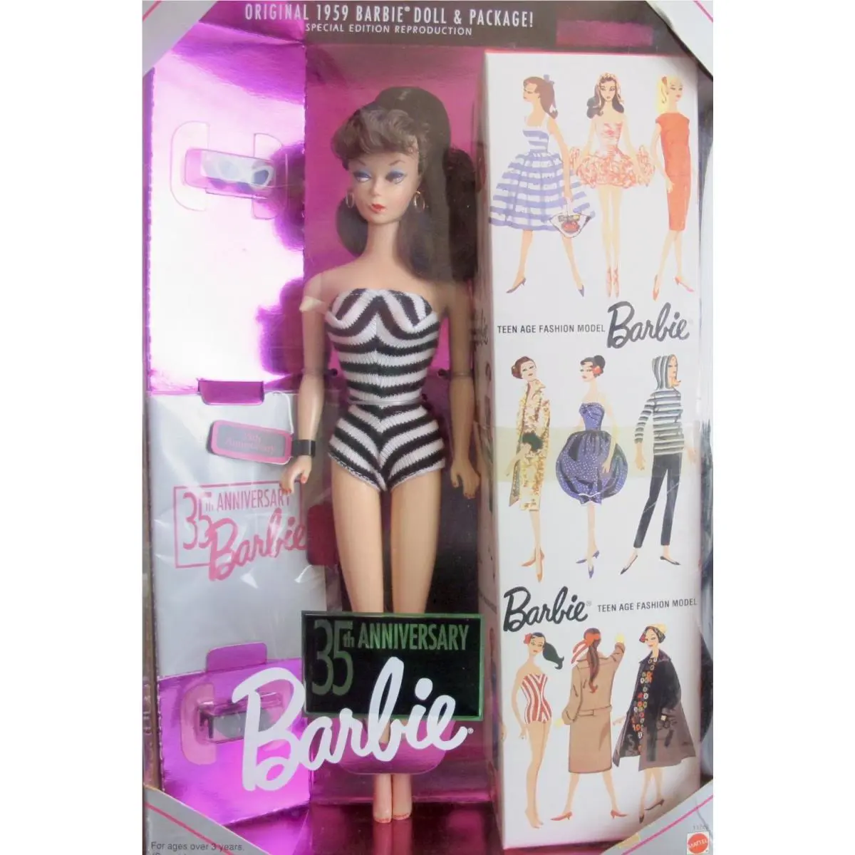 35th Anniversary Barbie Doll 1959 Reproduction with Accessories