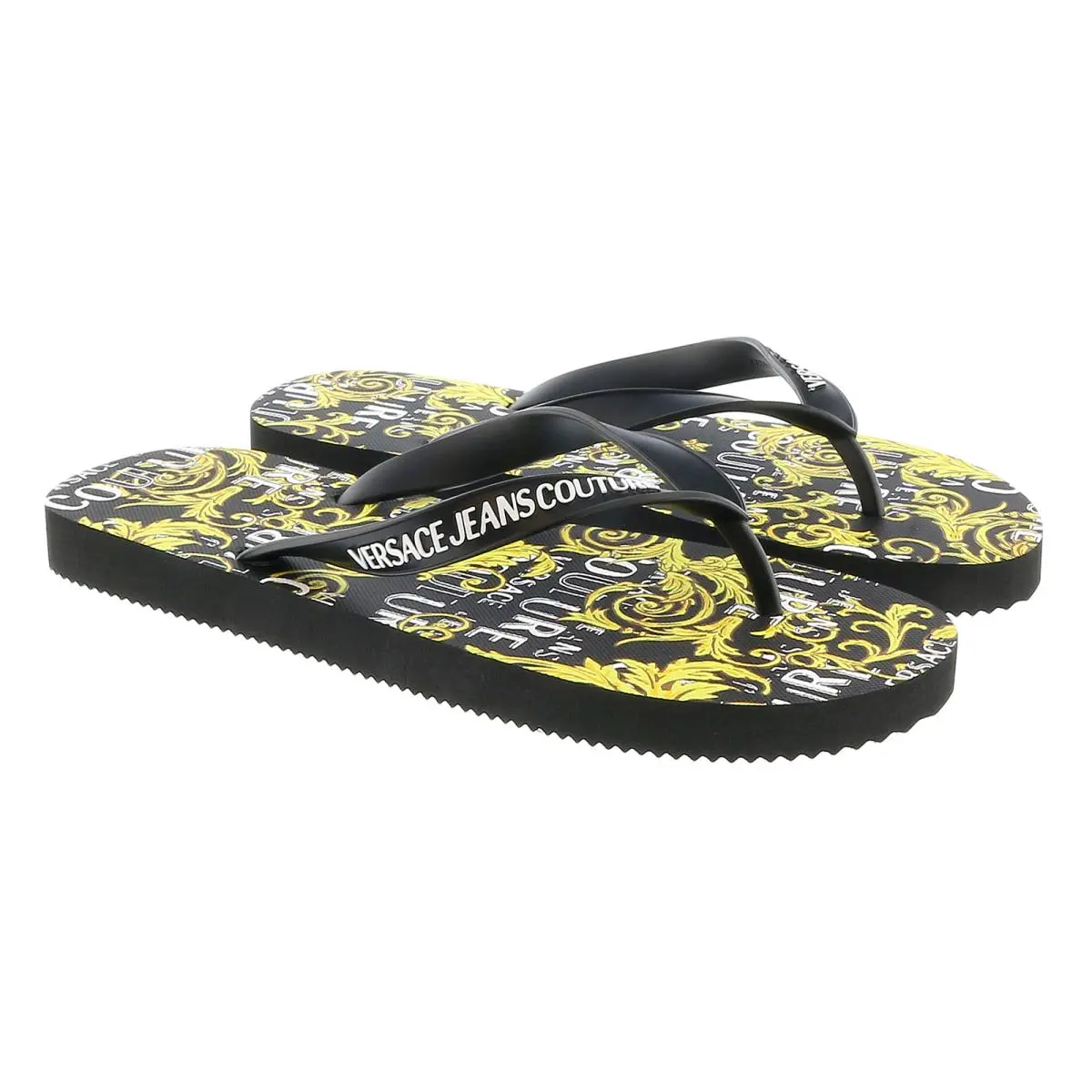 Versace Jeans Couture Womens Black/gold Signature Sole Fashion Flip Flop-EU35