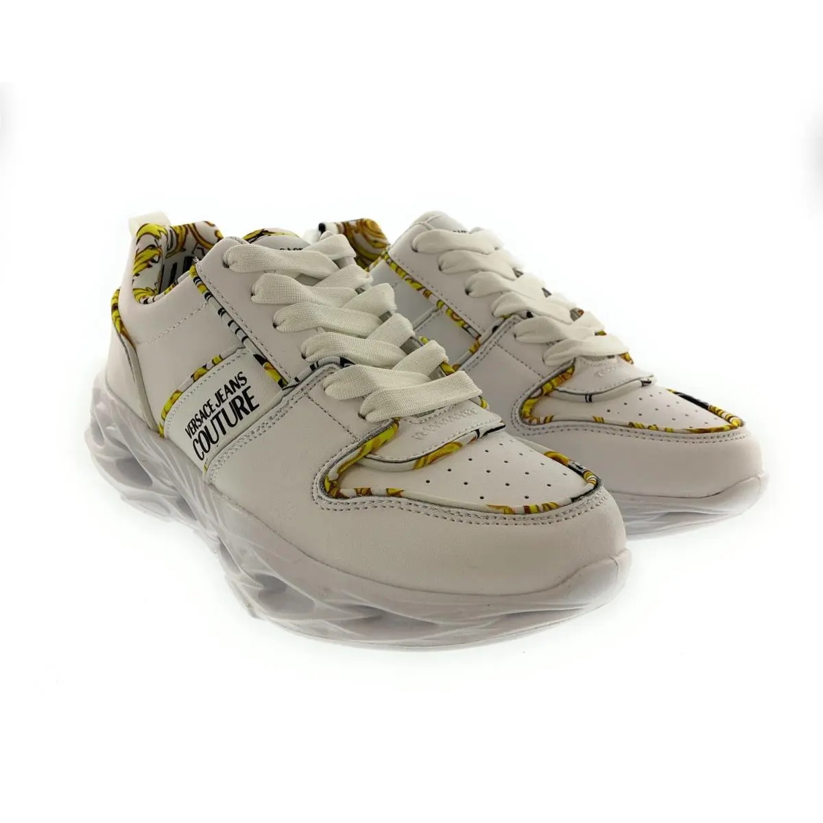 Jeans Couture Womens Low Top Signature Baroque Trim White Sneakers 6 by Versace