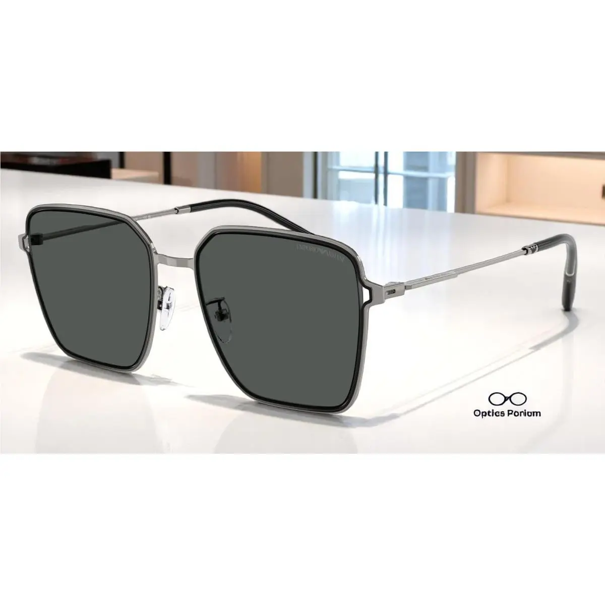 Emporio Armani EA2159D 301487 Shiny Gunmetal Black Dk Grey 57 Women`s Sunglasses