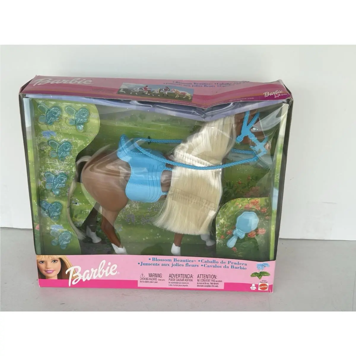 2002 Barbie Blossom Beauties Brown Horse 67022 Box