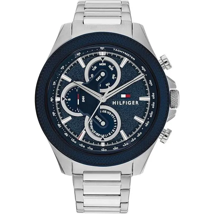Tommy Hilfiger 1792080 Men`s Stainless Steel Blue Dial Watch 46mm