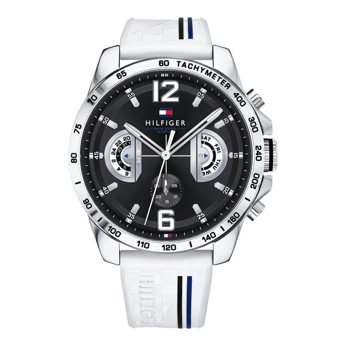 1791475 Men`s White Silicone Band Back Dial Watch 46mm by Tommy Hilfiger