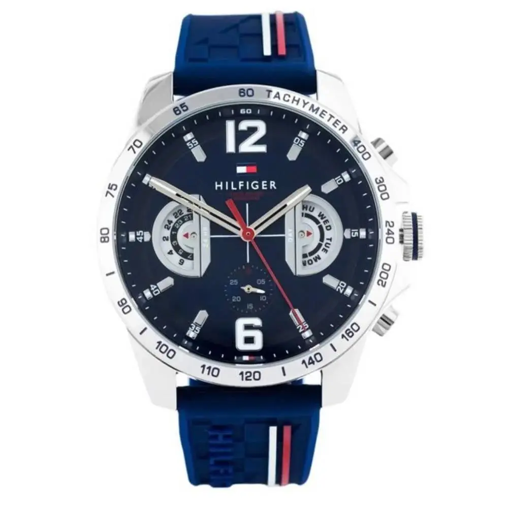 Tommy Hilfiger 1791476 Men`s Blue Silicone Band Watch 46mm