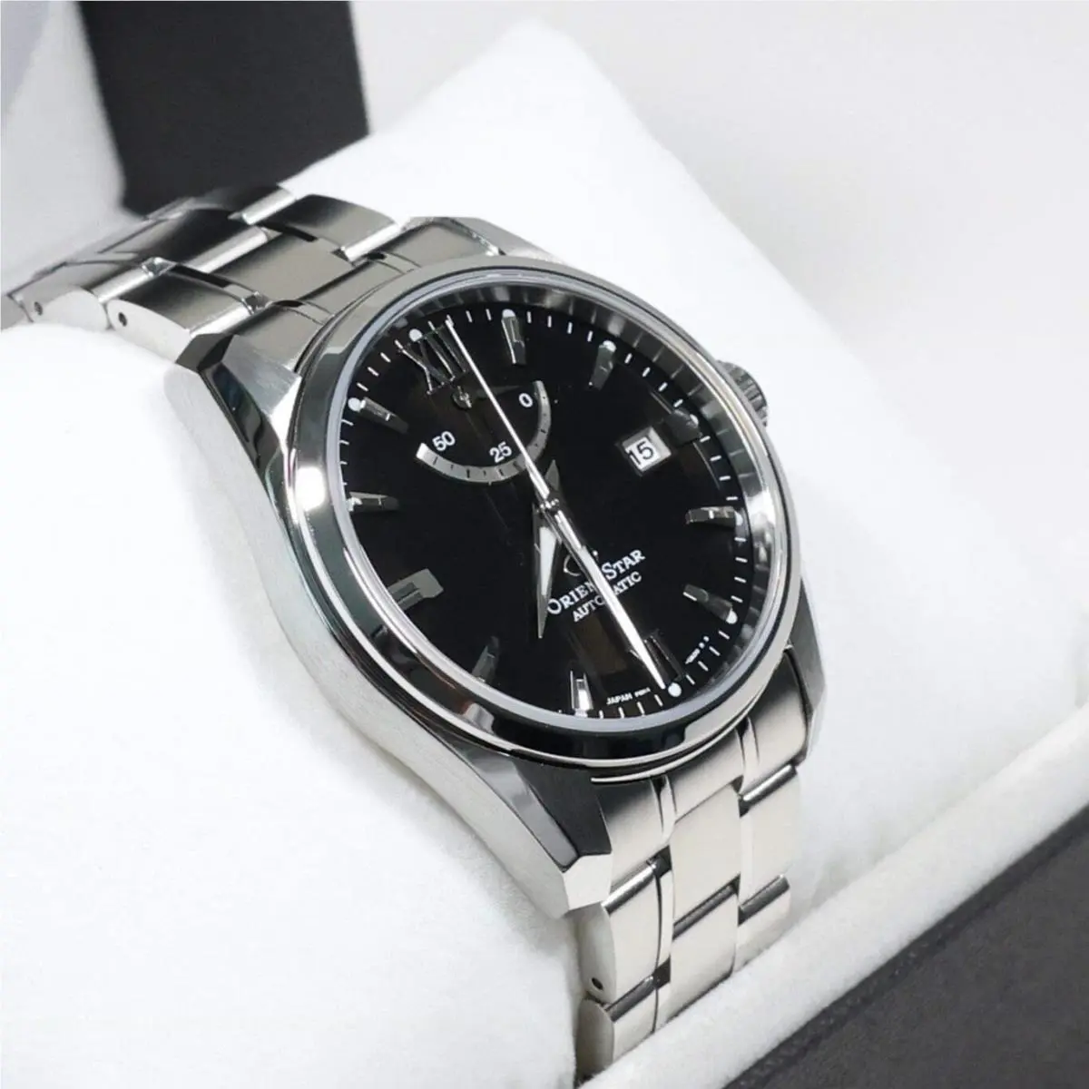 Orient Star Automatic Black Dial Stainless Steel Men`s Watch RE-AU0004B00B - Dial: Black, Band: Silver, Bezel: Silver