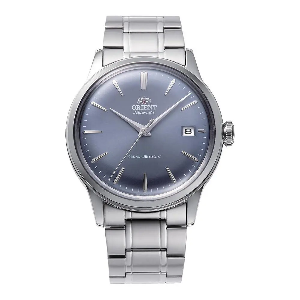 Orient Men`s Bambino Version 7 Blue Dial Automatic 38mm Watch RA-AC0M10L - Dial: Blue, Band: Silver-Tone, Bezel: Silver-Tone