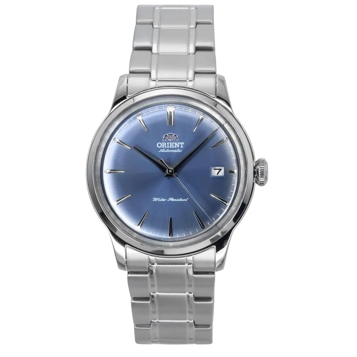 Orient Bambino Stainless Steel Light Blue Dial Automatic RA-AC0M10L Men`s Watch - Dial: Blue, Band: Silver, Bezel: Silver-tone