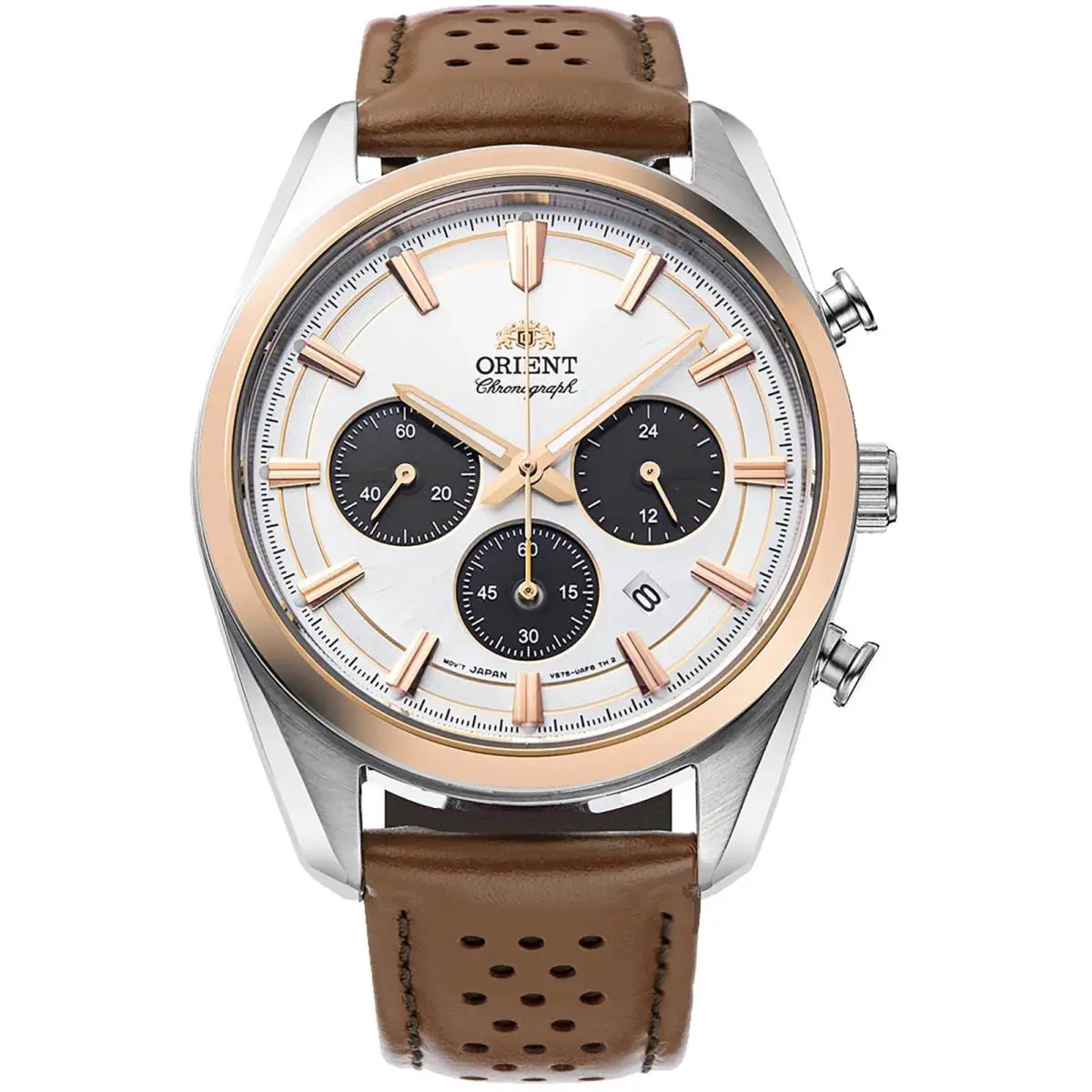 Orient RA-TX0306S10B RA-TX0306S Men Solar Quartz Movement Strap Sapphire 50m WR - Band: Brown
