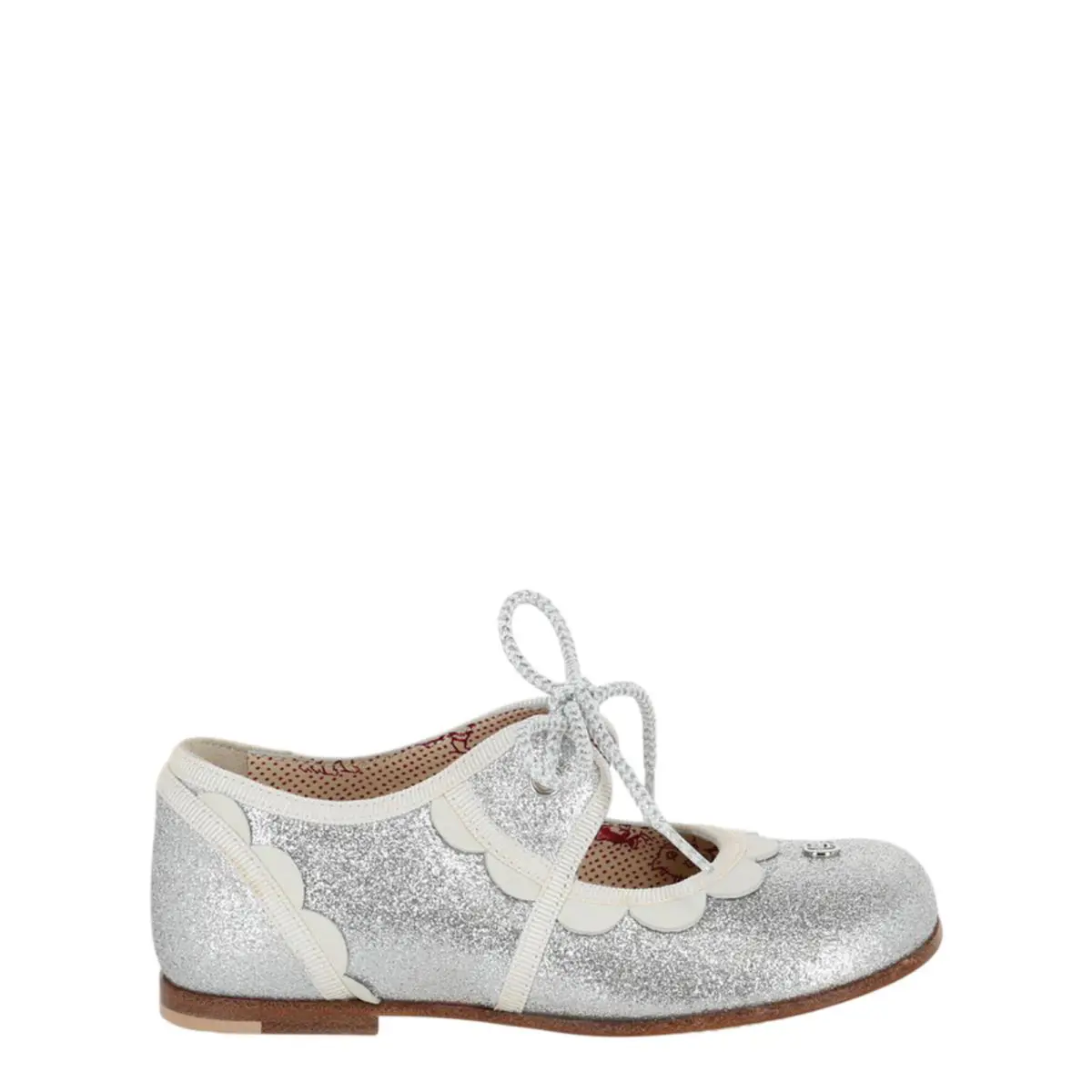 Gucci Girls Glitter Scalloped-trim Dress Shoes - Silver