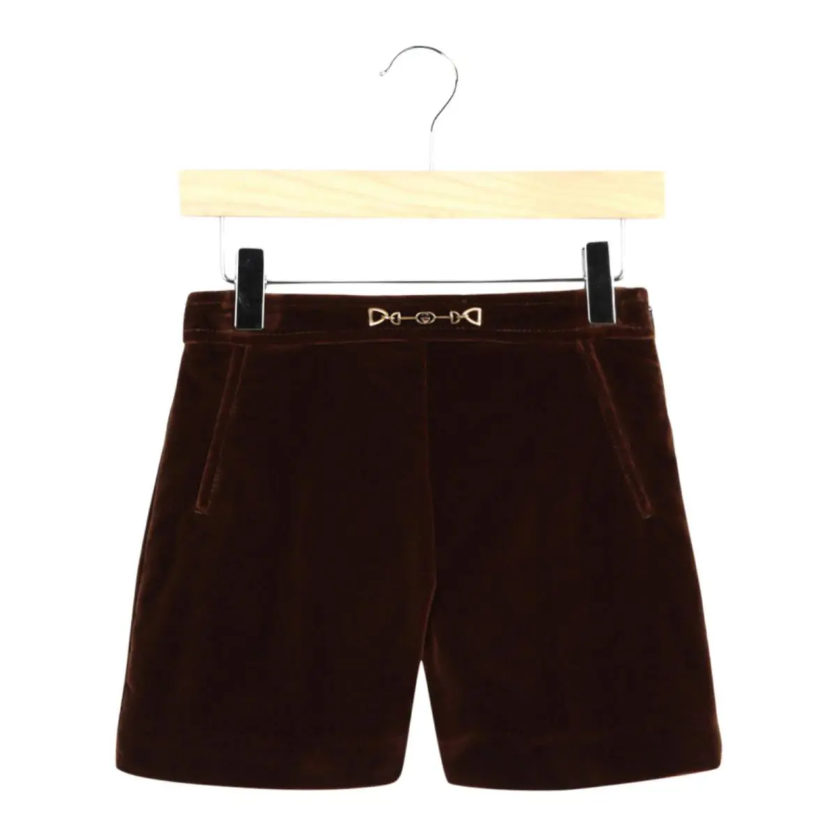 Gucci Unisex-child Horsebit Velvet Shorts - Brown
