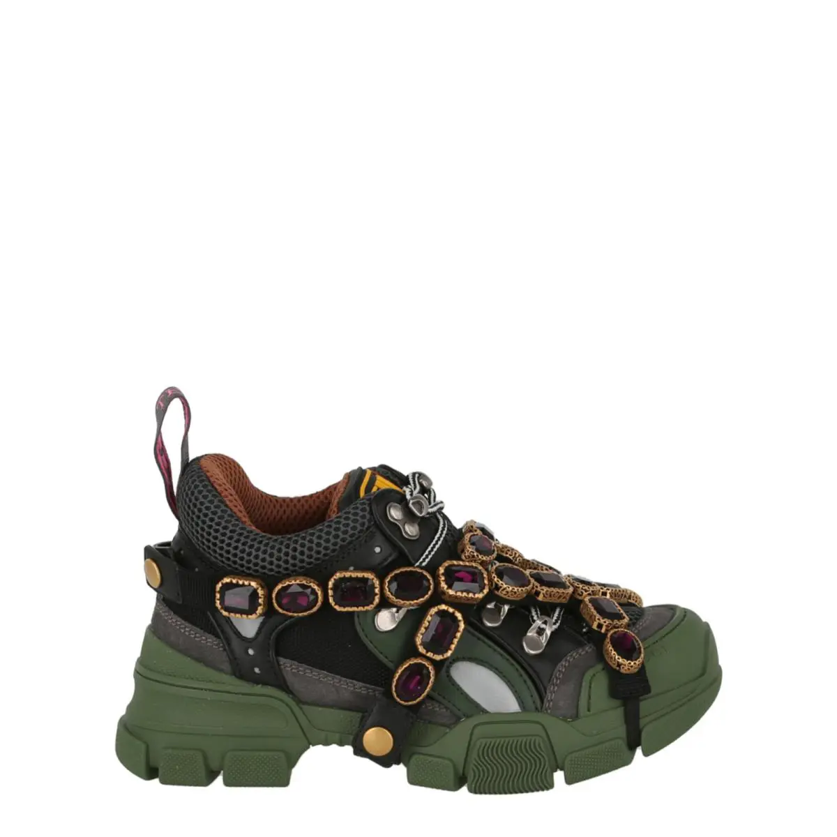Gucci Womens Flashtrek Chunky Leather Sneakers - Graphite Dark Grey