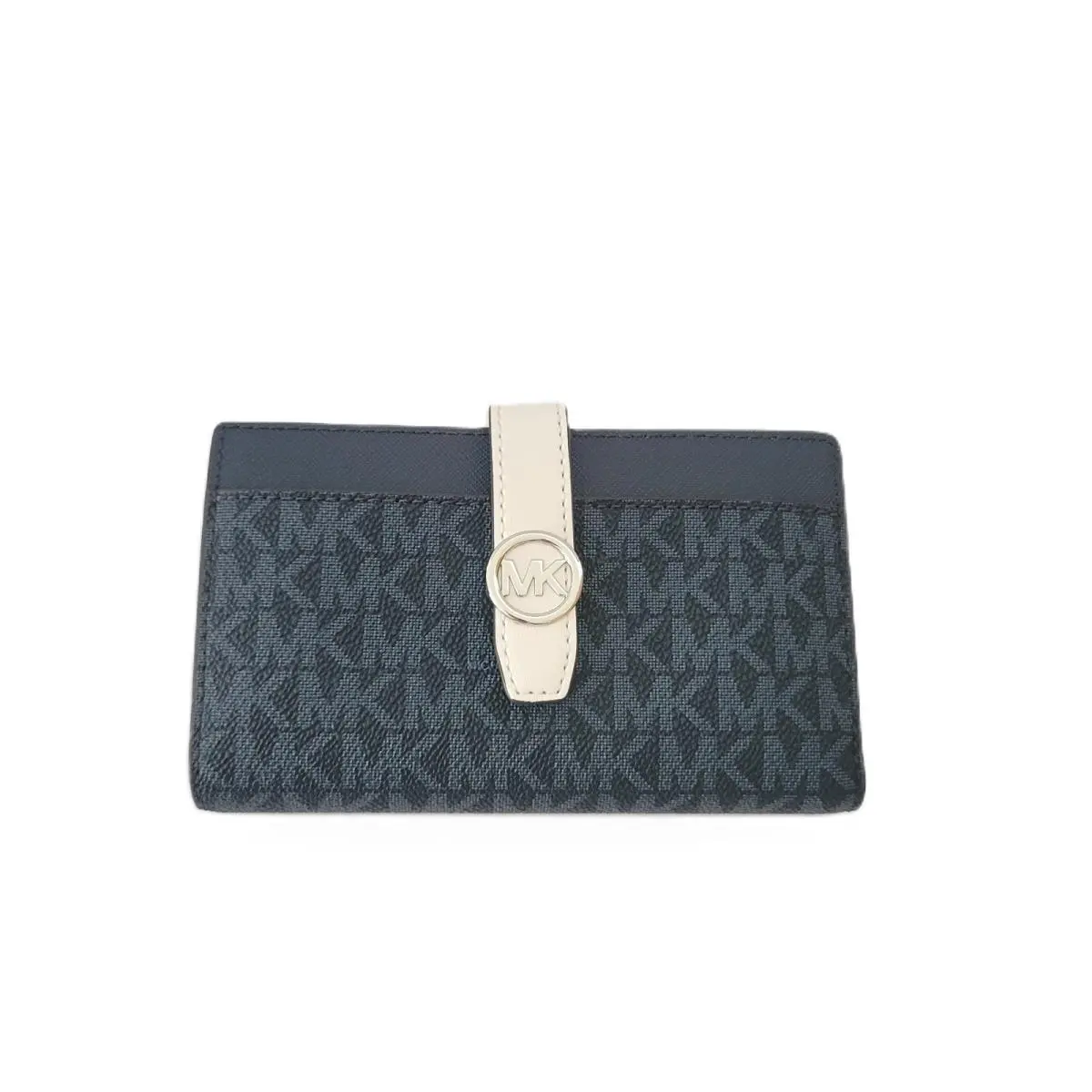 Michael Kors Greenwich Medium Bifold Center Zip Wallet MK Logo Admiral Multi