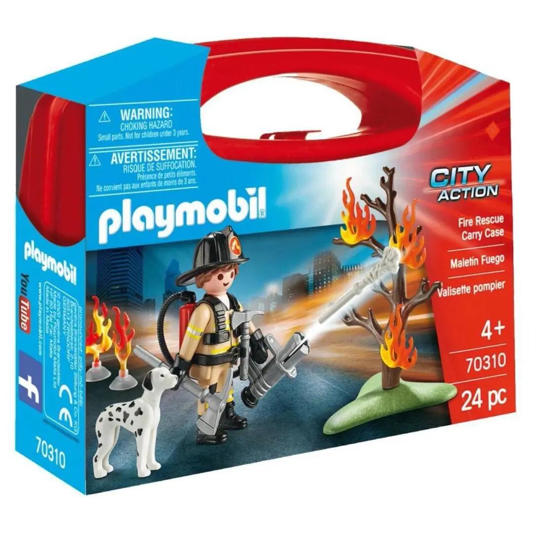 Playmobil 70310 City Action: Firefighter with Dalmatian Portable Box