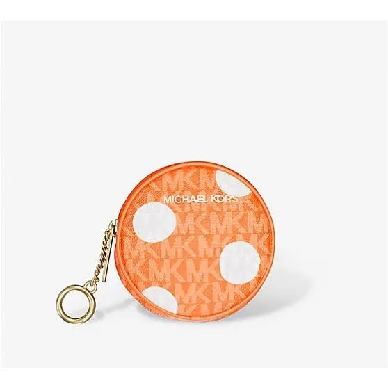Michael Kors Jet Set Small Women Polka Dot Signature Logo Coin Pouch Red Clay