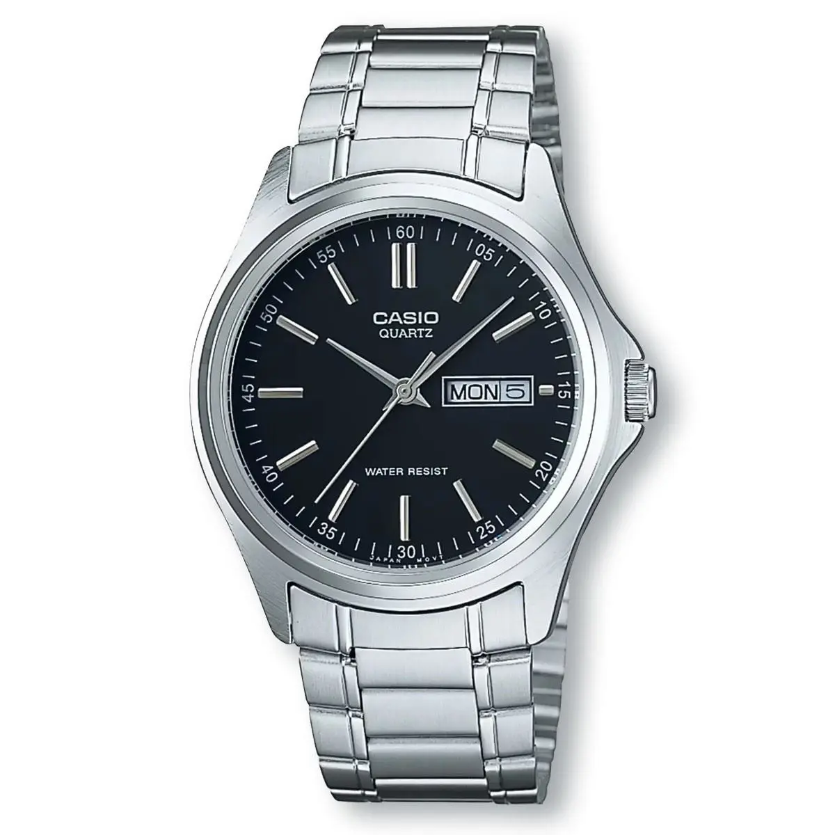 Casio MTP1239D-1A Men`s Standard Stainless Steel Black Dial Day Date Watch