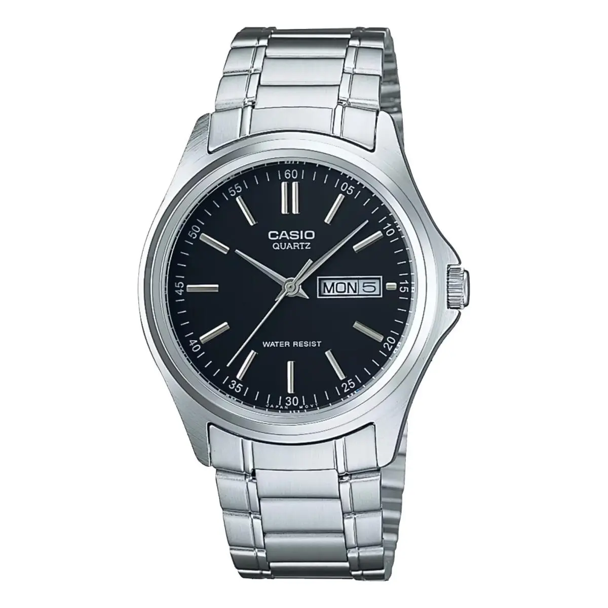 MTP1239D-1A Men`s Standard Stainless Steel Black Dial Day Date Watch by Casio