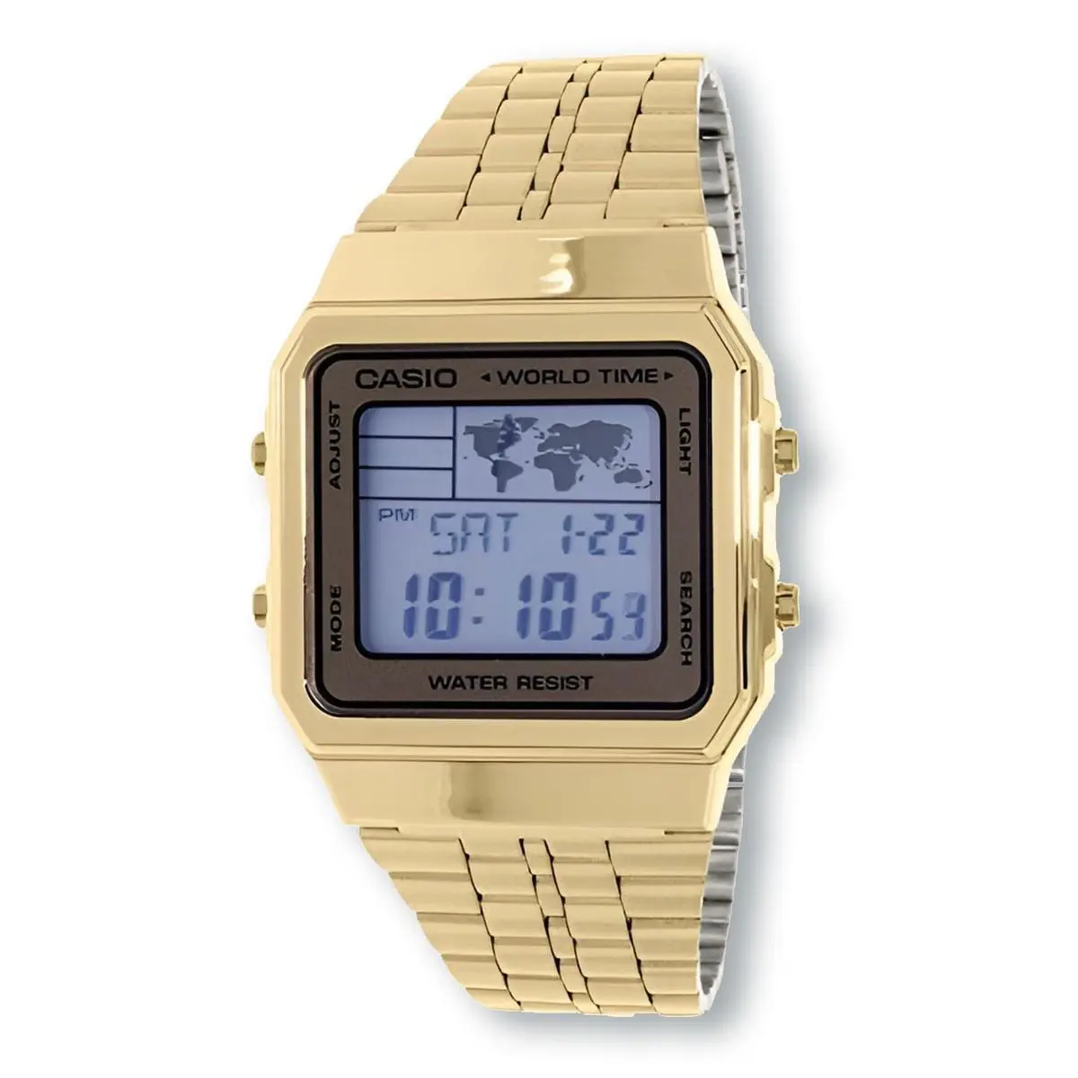 A500WGA-9 Vintage Digital Quartz World Time Stainless Steel Watch Gold by Casio