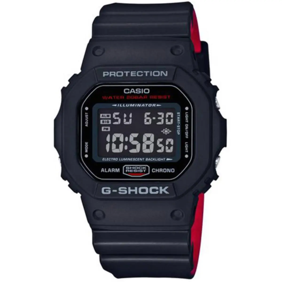 Casio DW5600HR-1 Men`s G-shock Classic Black and Red Digital Sports Watch