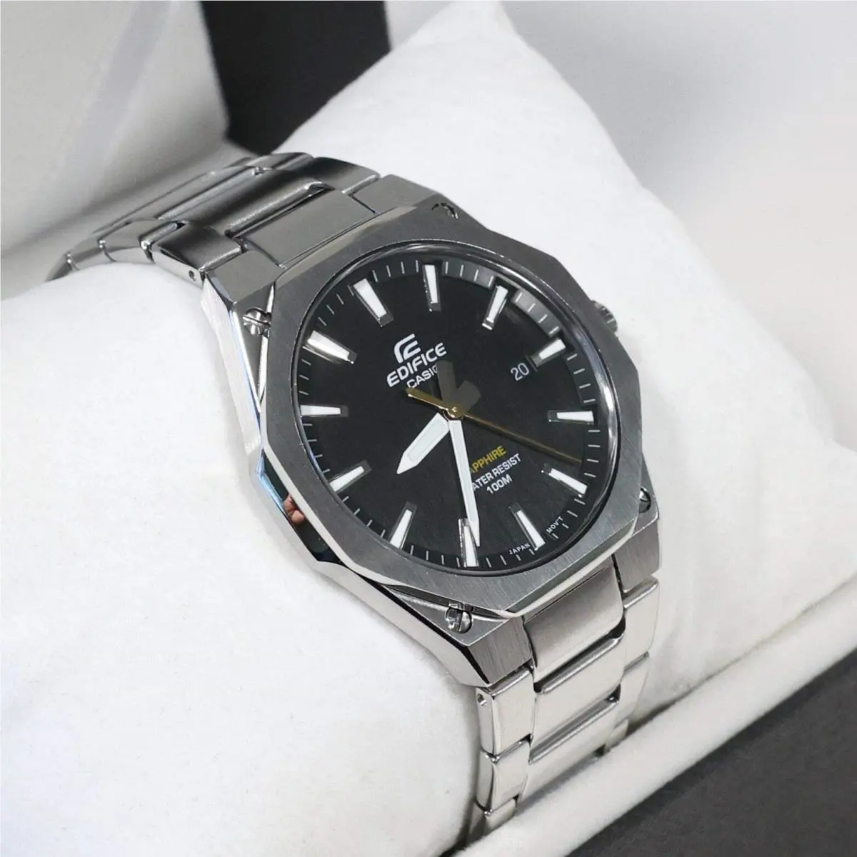 Casio Edifice Men`s Black Dial Stainless Steel Sports Watch EFR-S108D-1AVUEF
