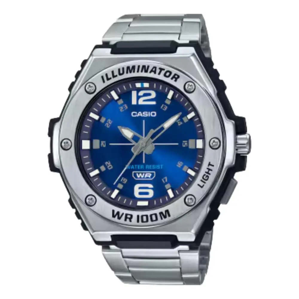Casio MWA100HD Series Men’s Analog Watch Blue/silver 100M WR Stainless
