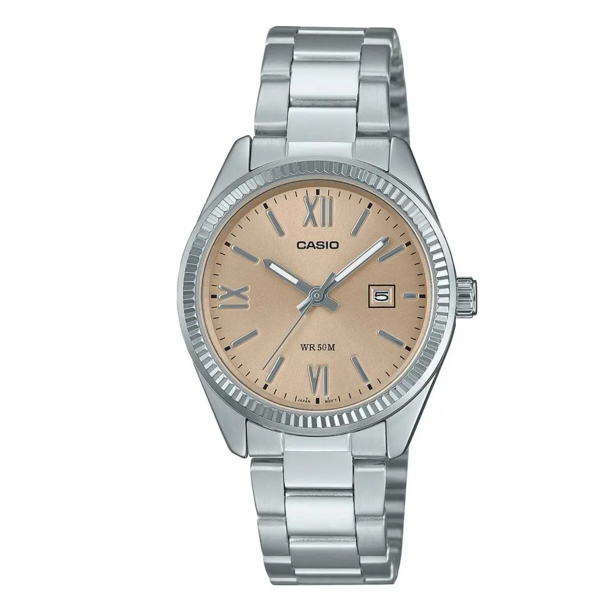 Casio LTP-1302DD-4A2 Women`s Standard Stainless Steel Sun Ray Dial Analog Watch - Band: Silver, Bezel: Silver
