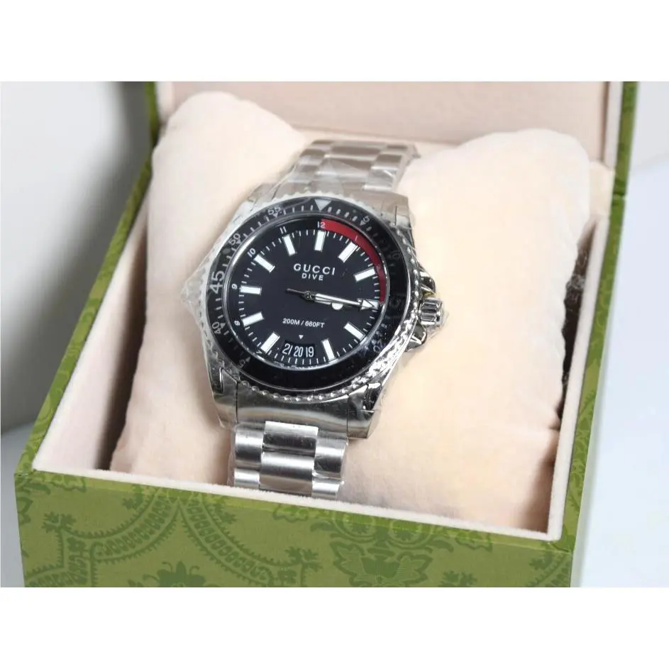 ​gucci Dive YA136212 Black Stainless Steel Men`s Watch 45MM
