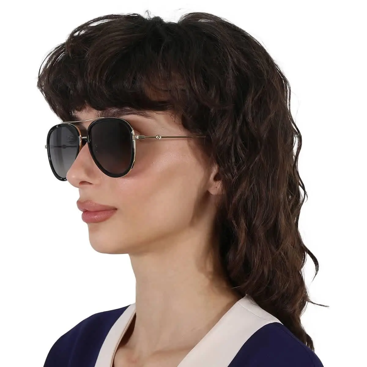 Polarized Grey Gradient Pilot Ladies Sunglasses GG0062S 011 57 by Gucci