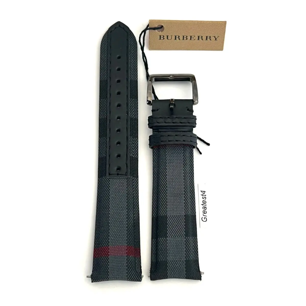 Replacement Strap For BU10010 Multi-colored with Buckle Spring Bars 20 MM by Burberry