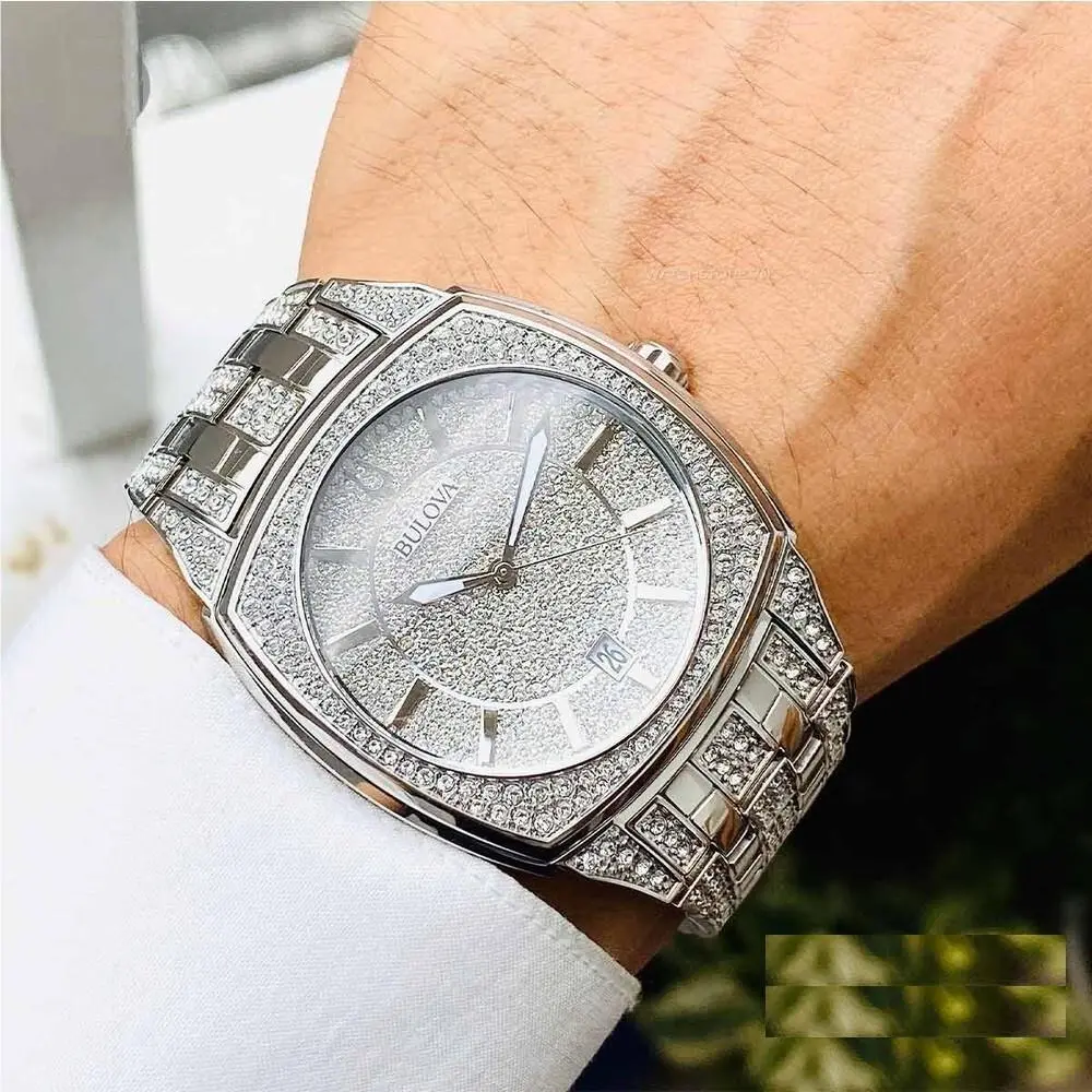 Bulova Phantom Mens Stainless Steel Crystal Quartz Watch 96B296